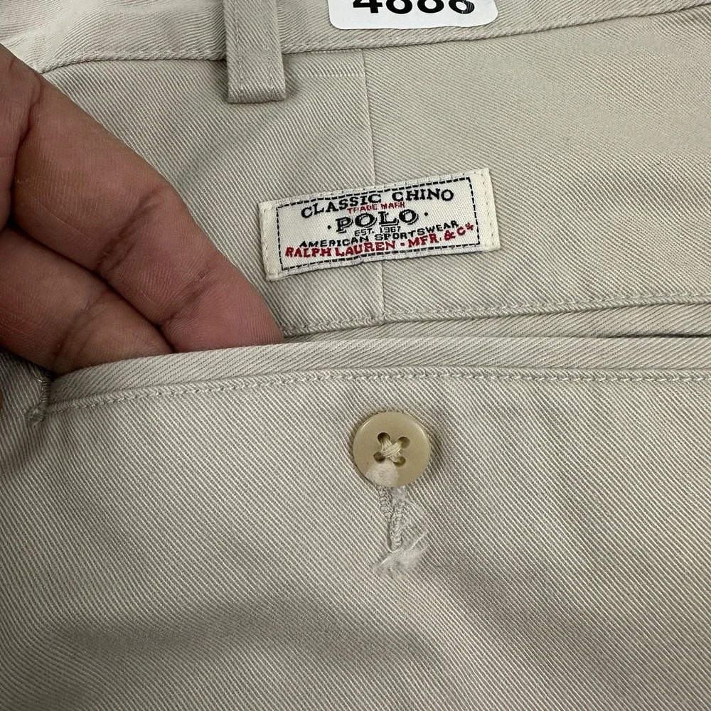 VTG Polo Ralph Lauren Tyler Baggy Shorts Men Fits 35 X 9 Khaki High Rise Pleated